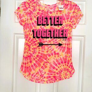 NWT Girls Justice Size 14/16 Short Sleeve Colorful Tie Dye Top "Better Together"